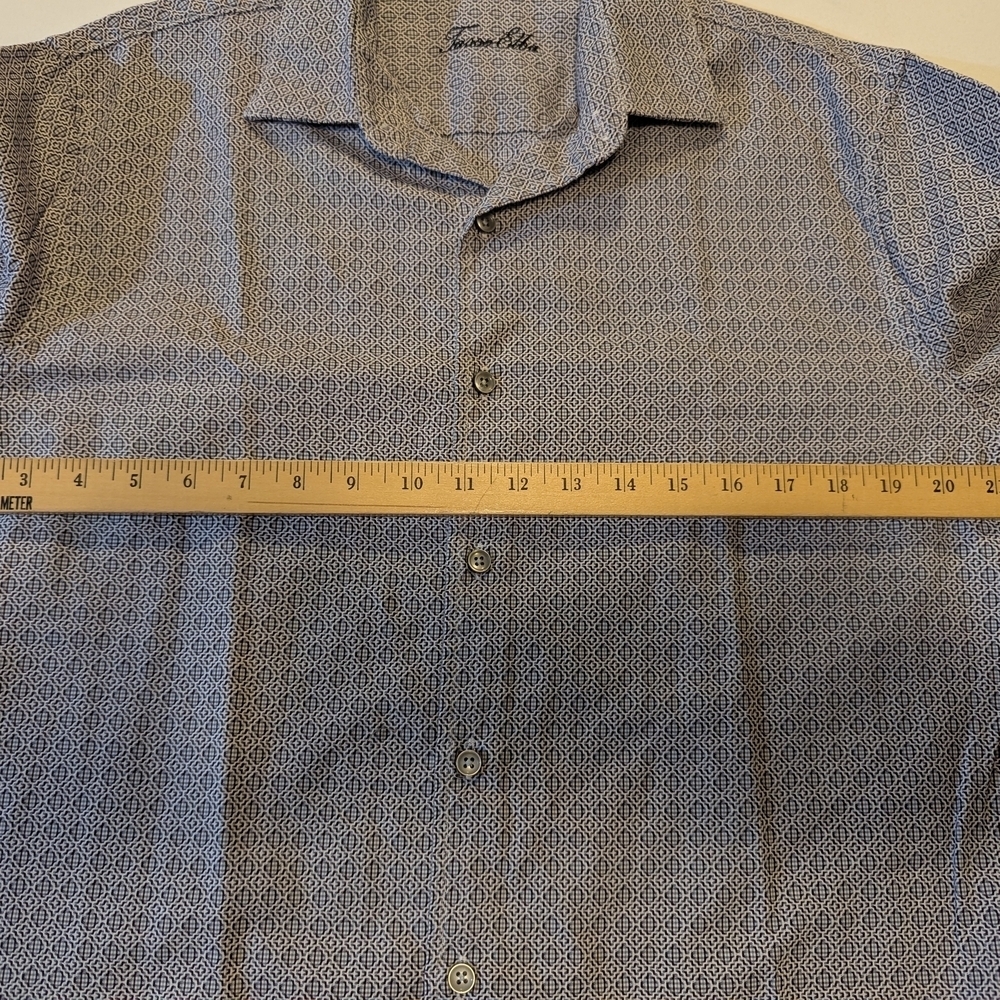 Men's Tasso Elba Button-Up Patterned Purple/Blue Dress Shirt Size Medium - Picture 5 of 9